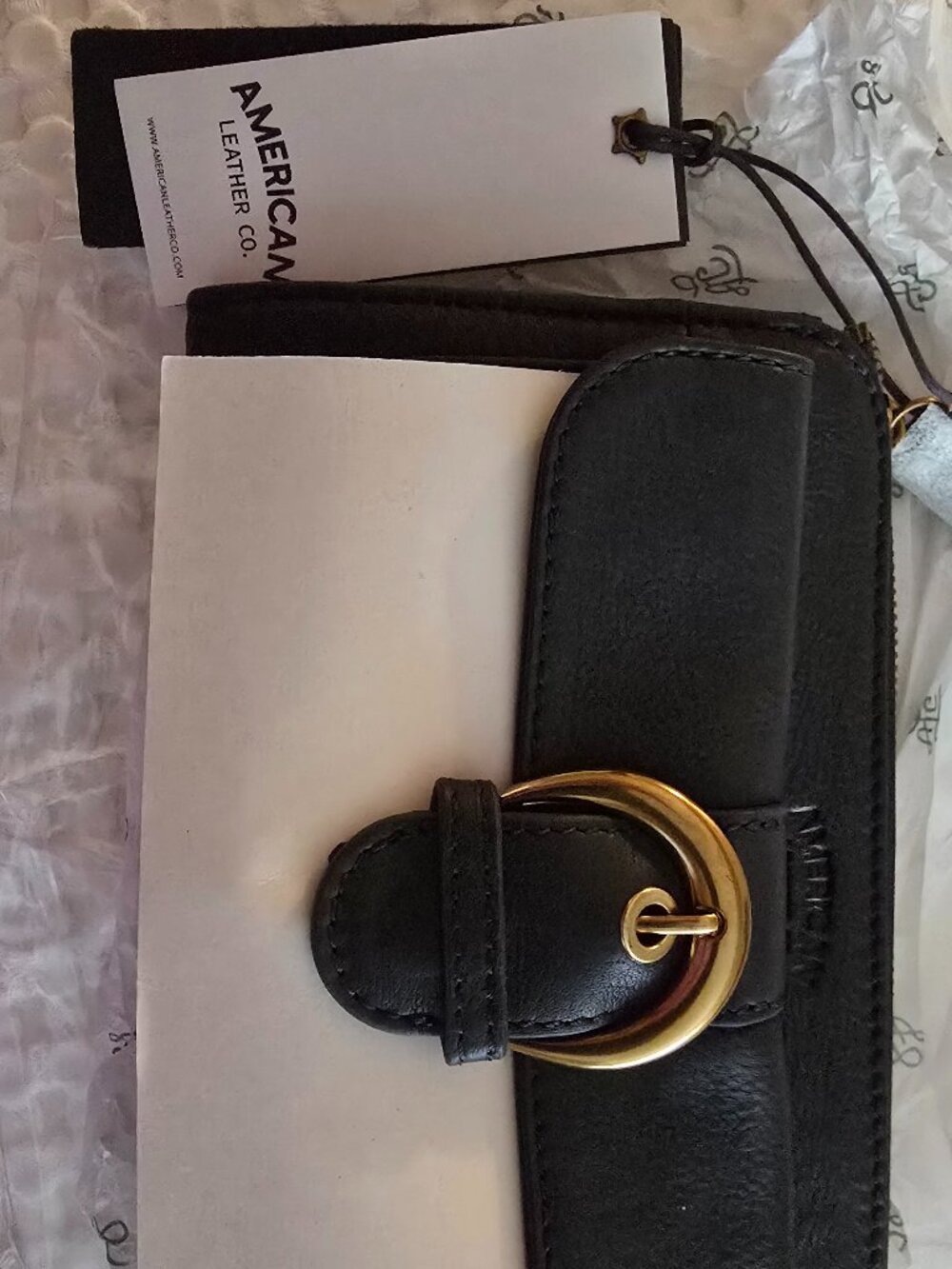 American Leather Co. Buckle Leather Wristlet Wallet
